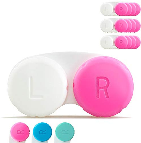 Tampen Kontaktlinsenbehälter Set · 12 Stück · Kontaktlinsendose Jahresvorrat · ideal für unterwegs · Hygiene · Pink