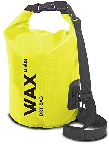 SBS wasserdichte Tasche für den Strand - Kleine Strandtasche mit 5 Liter Fassungsvermögen & Tragriemen - Strandbeutel wasserdicht, klein & leicht in gelb - wasserdichter Beutel - Badetasche Dry Bag