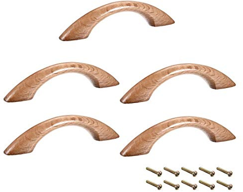 Zuggriffe aus Holz 65 mm Loch Abstand 91 mm Länge Möbelgriffe Schrankgriffe Türgriffe für Küchenschränke Schrank Schublade Tür 5 Stück