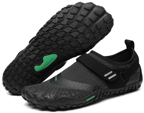 SAGUARO Barfotaskor herr dam utomhus sport träningsskor spårskor storlek 35–48, Svart, 36 EU