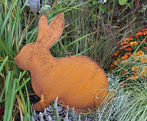Bornhöft - Decorazione da giardino a forma di coniglio pasquale, effetto ruggine