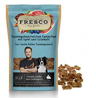 Fresco Martin Rütter Trainingsknöchelchen Kaninchen mit Apfel & Grünkohl | 150 g | Monoproteinsnack für Hunde | Getreidefreie Rezeptur | Ohne künstliche Zusätze