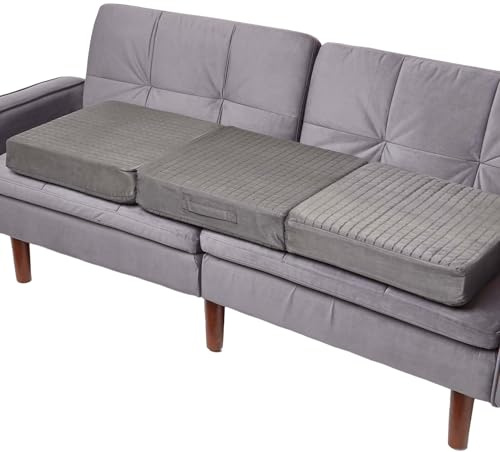 Homescapes Sitzerhöhung Sofa 3-Sitzer grau 150x50x10 cm, Dicke Sitzkissen Erhöhung für Erwachsene & Senioren, klappbares Aufstehkissen, orthopädischer Schaumstoff mit Velours-Bezug