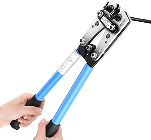 Crimpzange für Ratschenkabel, Professionelle Presszange Kabelschuhe Sechskant-Crimpzange 6-50 mm² Steckcrimpzange Sechskant-Crimpzange Batteriekabelschuh mit Rutschfesten Griffen