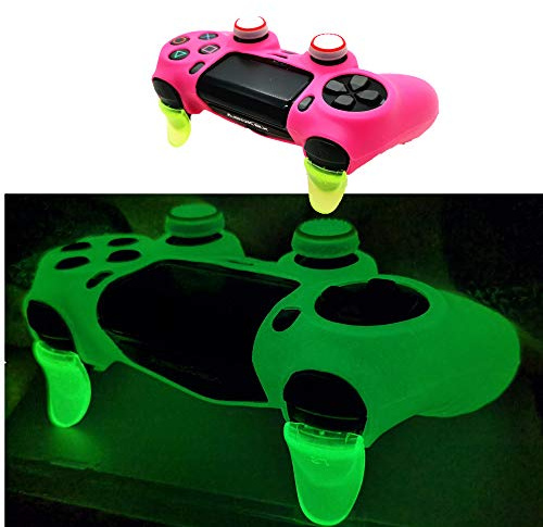 Ps4 Controller Skin Silicone Case Grip Glow in Dark Protective Cover for PS4/slim/Pro Dualshock 4 Controller (Glow Pink)