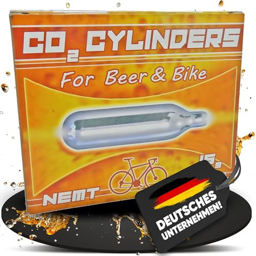 NEMT 10 cápsulas de Cerveza Co2 de 16 g y cápsulas de Bicicleta para Todos los sifón de Cerveza con cápsulas gaseosas de 16 g sin Rosca, también Compatible con Bomba de Cartucho de CO2 para