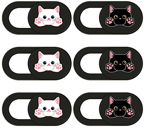Heyu-Lotus Webcam Abdeckung, 6er-Pack Laptop Kamera Abdeckung Zubehör, Ultradünn Webcam Cover Compatible für Laptop, PC, MacBook, iMac, Computer, iPad, Smartphone(Katze)
