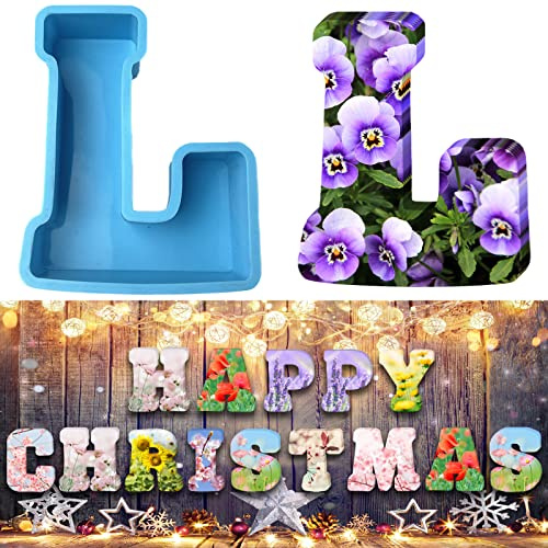 3D Alphabet Silicone Molds Large Letter Epoxy Molds for Resin 6 Inch DIY Resin Casting Letter Moulds Chocolate Baking Molds for Birthday Wedding Party Christmas Art Craft Ornaments (L)