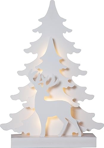 EGLO LED Weihnachtsdeko, Weihnachts-Silhouette Wald aus Holz mit Hirsch | Winterlandschaft mit Timer und batteriebetriebener Beleuchtung, warmweiß