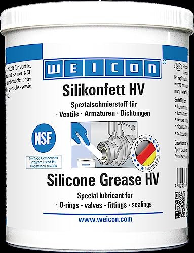 WEICON Grasso siliconico HV 450 g, Grasso siliconico alimentare per valvole, raccordi e guarnizioni, grasso lubrificante trasparente