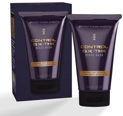 JUST FOR MEN Control GX + THK Thickening Beard Wash, Gray Reducing, 4 Fl Oz