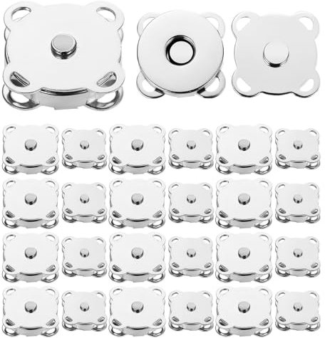 VILLCASE 30 Stück Magnetische Knöpfe, 14mm/20mm, Silber, Pflaumenförmige Magnetknopf zum Annähen, Magnetverschluss für Taschen, Bekleidung, Handarbeiten, Praktisches Nähzubehör