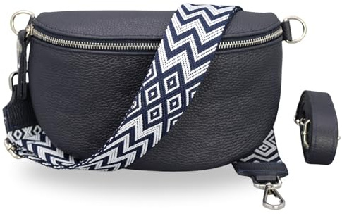 Brise Art SAHEL Damen Bauchtasche Echtleder Handgefertigt Crossbody Bag | Damen Umhängetasche, Echtes Leder, Schultertasche mit Ledergurt & wahlweise gemustertem Riemen, 2 Fächer, Made in Italy