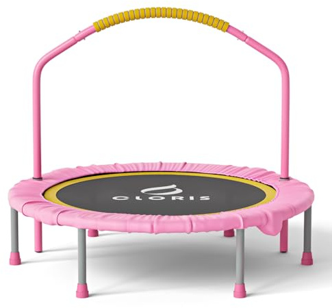 CLORIS 38'' Foldable Fitness Trampoline - Max Load 220lbs, Rebounder with Adjustable Foam Handle Indoor/Outdoor Fitness Body Exercise