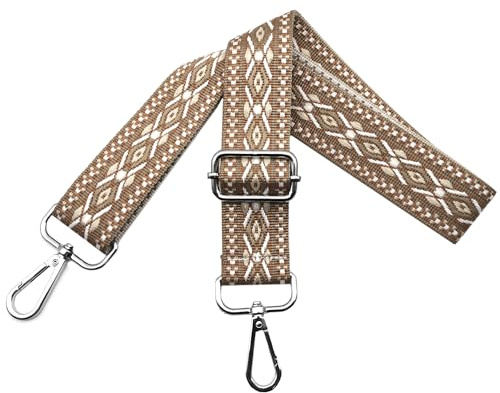 Correa de Reemplazo para Bolsos Bandolera, Ajustable con Mosquetón Plateado 3.8cm, Accesorio de Hombro para Crossbody Mujer, Marrón Claro, N6