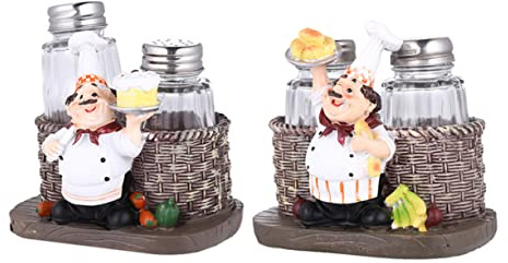 MAGICLULU 2ensembles Flacons à Sel et Poivre Décoratifs Résine Statue de Chef pour Cuisine Décoration de Saupoudreuse à Épices