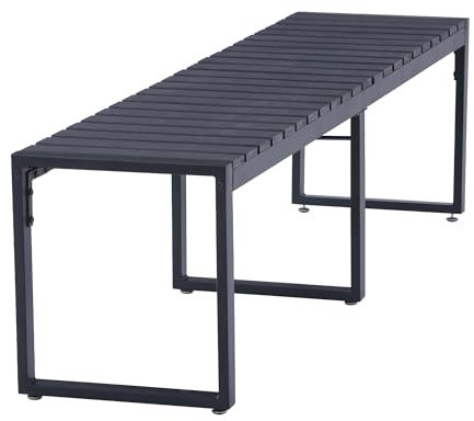 Mingone Parkbank Gartenbank Wetterfest Holz Sitzbank Bank Gartenmöbel für Balkon Terrasse Garten 180cm bis 250kg Belastbar Schwarz für 3