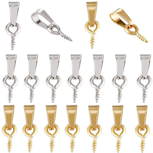 SUNNYCLUE 1 Box 60 Stück Schmuckzubehör Ösenstifte Schraubösenstifte Ösenösen Ösenösen Ösenösen Silber Gold Edelstahl Schraubösenstifte Für Halbgebohrte Perlen Charms Schmuckherstellung DIY Halsketten