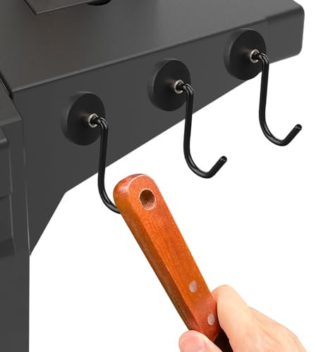 UNUSFIRE Magnethaken für Smoker-Grill, rutschfeste magnetische Halterung, Grillhaken zum Aufhängen, Universal-Magnethaken für Grills, Smoker-Zubehör, Aufbewahrung mit Spatel, Gabel, Bürste und