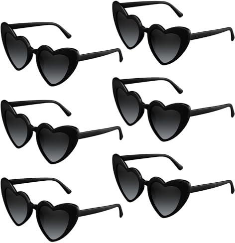 BOUBONI Lot de 6/12/24/48 lunettes de soleil vintage en forme de cœur pour enterrement de vie de jeune fille, fête de mariage
