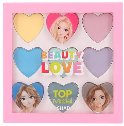 Depesche 12813 TOPModel Beauty and Me - Lidschatten Palette mit 9 coolen Farben, in rosafarbener Box mit Model Motiv, Mehrfarbig