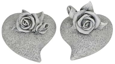 RiloStore 2 STK Grabdeko Herz mit Rose Grabschmuck ps538 Trauerdeko Herzen mit Rosen Grabdekoration Beerdigung Grabdeko Trauerdekoration Grabstein Andacht Grabherz