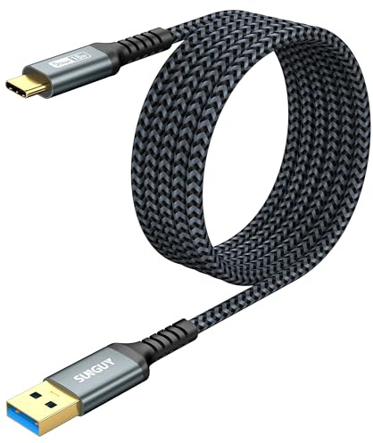 SUNGUY USB auf USB C Kabel, 2M 5Gbps USB C Ladekabel und Datenkabel kompatibel mit iPhone 16/15 Pro Max Plus, Galaxy S24 S23 Note 20, Google Pixel, Android Auto, Redmi-Grau
