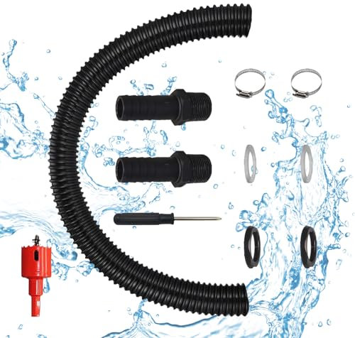 CHENYU Regentonnen Verbinder 32mm Regensammler 500 mm Verbindungsschlauch Regentonnendurchführung mit Montagezubehör und Regentonnen Verbindungsset Set für Zisternen Regentonne