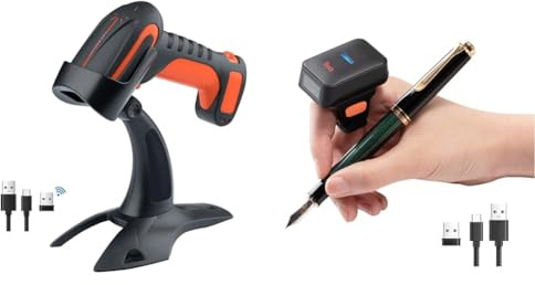 Tera Pro 3 in 1 Extreme Leistung Barcodescanner & Pro Series Mini CMOS Ring Barcode Scanner 1D 2D QR Barcode Scanner Wireless Bluetooth & Wireless 2.4G & USB 2.0 Portable, HW0010