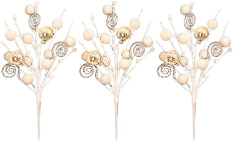 BestAlice Tallos de Bayas Artificiales, Ramas de Bayas Coloridas de Acebo Sintético de Navidad, Adornos para árboles de Navidad y Decoraciones de Coronas (Blanco)