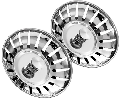Kitchen Sink Plug Replacement Kitchen Sink Strainer Stainless Steel Sink Plug Strainer Hole Diameter 78mm, Sink Strainer Plug, Sink Stopper - Prevent Clogs, Bad Smells (78mm, 2Pack)