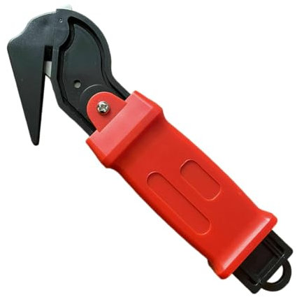 Moving Edge Safety Knife Box Opener Tape Cutter Shrink Wrap Knives Hook Knife Film/Tape/Strapping Cutter (1, RED)