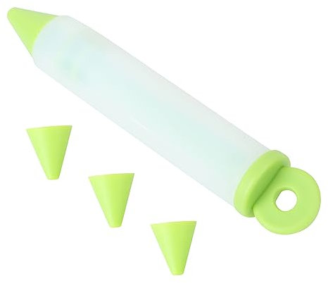 COLLBATH Silicone Piping Pen Set 4 Nozzles Green Cake Decorating Pen Food Grade Silicone Baking Tool for Chocolate Writing and Icing Accessories for Pastry Decoration