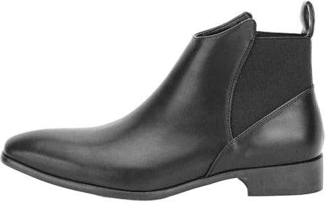 LVTFIYQX Stivaletti in Pelle Elasticizzati da Infilare Stivali Chelsea Vintage da Uomo Stivali Autunnali E Invernali con Punta Affusolata E Tacco A Zeppa Scarpe in Gomma,Nero,49 EU