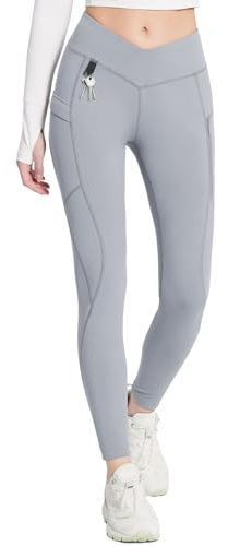 BALEAF Leggings Termici da Donna con Tasche Jeggings Pantaloni da Trekking Pantaloni Termici Leggings Invernali da Escursionismo Leggings idrorepellenti a Vita Alta Grigio S