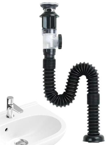 Abflussrohr für Waschbecken, leise, geruchshemmend, kein Verstopfen, rostfrei, für Badezimmer, Wohnmobile, Küche