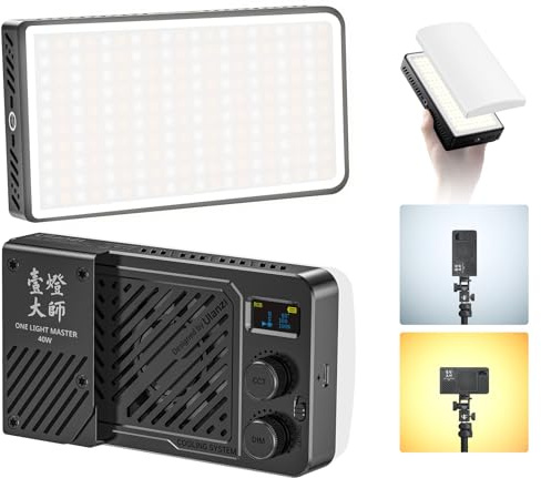 ULANZI P40 - Luce video a LED Bi-Color da 40 W, portatile con batteria da 5000 mAh, CRI96 + 2700 K-6500 K, ricarica rapida PD, ventola integrata, diffusore magnetico e filettatura da 1/4