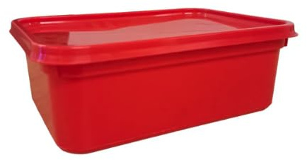 We Can Source It Ltd - Colour Code Plastic Rectangular Ice Cream Containers & Lids - Food Storage For Kitchen 2L Size-Red - Pack of 5