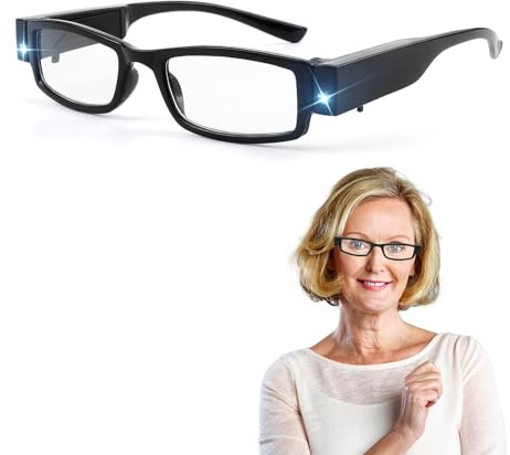 250% Magnifying Glasses with LED Light, 2.5x Magnifying Glasses for Hobbies for Reading LED Lighted Hands-Free Head Magnifier Eyeglasses for Hobbies Reading Close Work Crafts for Men and Women