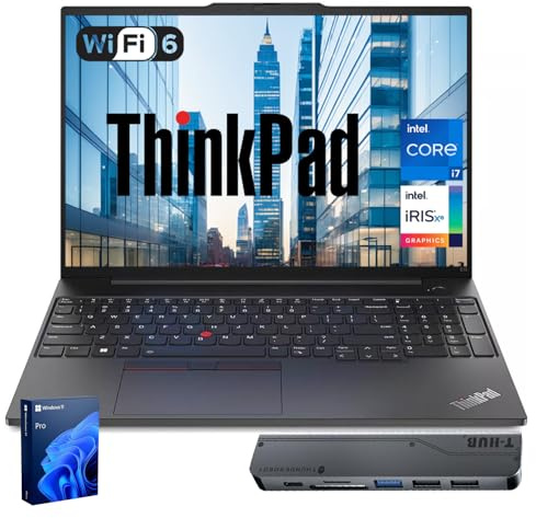 Lenovo ThinkPad E16 Business Laptop, 16 FHD+ Touchscreen, Intel Core i7-1355U, 40GB RAM, 1TB SSD, Fingerprint, Backlit, Webcam, HDMI, Wi-Fi 6, Windows 11 Pro, Bundle with Thunderobot 7-in-1 USB-C Hub