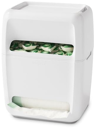 YouCopia SinkSuite väska & Pod Dispenser, stående skräppåse och diskmaskin pod organiserare med avtagbara lock för förvaring, fläckig vit