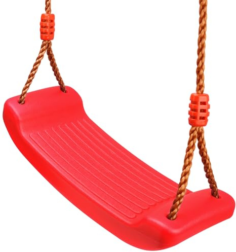 Schaukel Garten Kinderschaukel Schaukelsitz Schaukelbrett（Rot） | Brettschaukel für Kinder zum Schaukeln Outdoor Indoor Höhenverstellbar rutschfest Kunststoff
