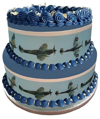 Edible Decor Icing Sheet Spitfire Aeroplane WWI WWII Themed Cake Border - Perfect for Decorating Larger Cakes- Easy to Use Cake Decoration