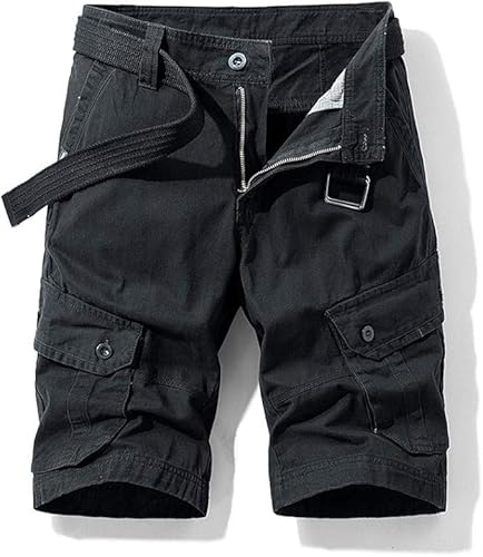 Korta byxor herrshorts bomull cargoshorts herr sommar cargobyxor fritidsbyxor med fickor, Svart 2, L