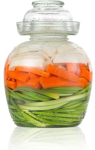 Kimchi -Behälter, Gurkenbehälter 2, 5 l Fermentation Jar Traditionelle Kimchi -Behälter mit Schüsselkappe transparentes Glas mit Deckelfermentations -Kit zum Wickeln Sauerkraut