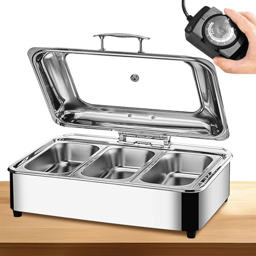 YAOYAOO Chafing Dish Electrico 9L, Profesional Chafing Dish Electrico para Buffet, Calentador de Buffet de Acero Inoxidable, Calentador de Comida Buffet Electric para Catering y Fiestas (1/3)