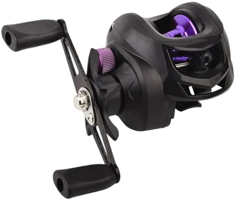 Carrete Carpa Carrete Baitcasting 7,2: 1, Disparo Largo De Alta Velocidad, Previene Enredos, Carrete De Pesca, Carrete De Agua Dulce Y Salada, Rueda De Pesca(Purple Black,Left Hand)