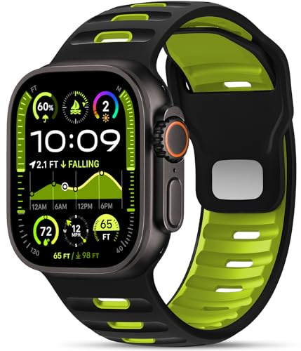 Higgs Silikonarmband kompatibla med Apple Watch 44 mm Ultra/Ultra 2 49 mm 46 mm 45 mm 42 mm herr, mjuka sporter för iWatch serie SE/2, 10, 9, 8, 7, 6, 5, 4, 3, 2, 1, 49mm/46mm/45mm/44mm/42mm(Series 3
