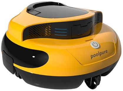 POOLPURE Robot de piscina con batería 2026 – Aspirador de piscina inalámbrico con 100 min de autonomía, limpiador automático para piscinas planas de hasta 90 ㎡, sensores Dual Hall, 5000 mAh, IPX8