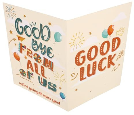 Large Farewell Greeting Card, 40x27cm/15.7x10.6in Good Luck Giant Goodbye Card with Envelope Leaving Gift Big Guest Book Jumbo for Retirement Graduation Coworker Teacher (White)